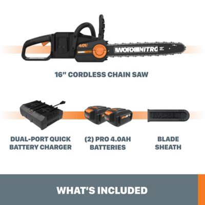 Image showing  Nitro 16 in. 40V Cordless Chainsaw, Battery and Charger Included, 3/8 in. Pitch
