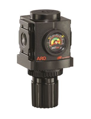 ARO 1500 Series Air Line Compressor Regulator, 0-140 PSIG, Relieving with Flush Mount Gauge