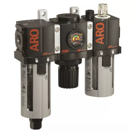 ARO 1500 series 3 pieces Compressed Air Filter Regulator/Lubricator Unit Gauge 3/8 in NPT Auto Drain Poly C38231-801 Filters Regulators & Lubricators