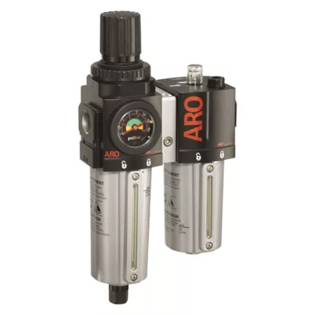 ARO series 2000 2 pieces Compressed Air Filter/Regulator/Lubricator Unit Gauge 3/8 in NPT Auto Drain Metal C38331-611 Filters Regulators & Lubricators