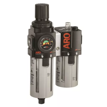 ARO series 2000 2 pieces Compressed Air Filter/Regulator/Lubricator Unit Gauge 1/2 in NPT Auto Drain Metal C38341-601 Filters Regulators & Lubricators