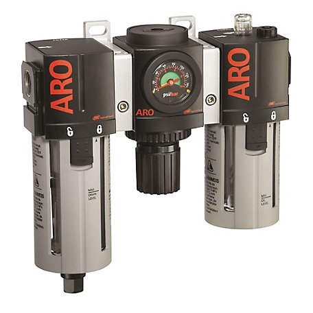 ARO 1/2 in. NPT 2000 Series Combination 3 pc. Air Compressor Filter, Regulator and Lubricator, Auto Drain