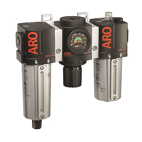 ARO 1/2 in. NPT 2000 Series Combination 3 pc. Air Compressor Filter, Regulator & Lubricator with Gauge, Auto Drain