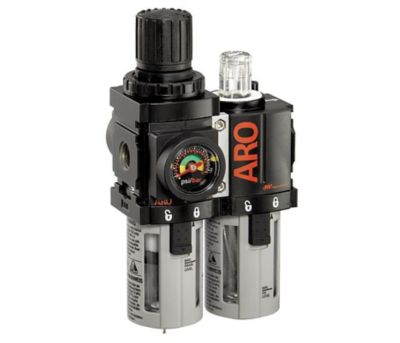 ARO 3/4 in. NPT 2000 Series Combination Air Compressor Filter, Regulator & Lubricator with Gauge, Auto Drain, 2 pc.