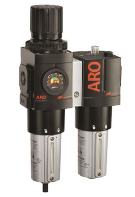 ARO 2000 Series 2 pc. Compressed Air Filter/Regulator/Lubricator Unit with Gauge, 3/4 in. NPT, Auto Drain, Poly, C38351-611