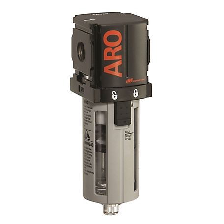 ARO 1000 Series Compressed Air Filter, 1/8 in. NPT, Auto Drain, Poly Bowl with Guard, 5 Microns, F35111-401