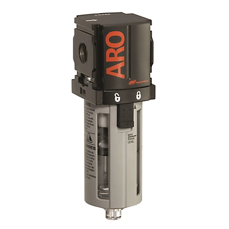 ARO 1000 Series Coalescing Compressed Air Filter, 1/4 in. NPT, Auto Drain, Poly Bowl with Guard, 0.3 Microns, F35121-301