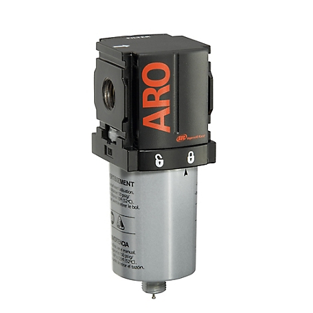 ARO 1000 Series Compressed Air Filter, 1/4 in. NPT, Manual Drain, Metal Bowl, 5 Microns, F35121-420