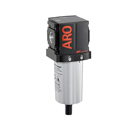 ARO 1500 Series Compressed Air Filter, 1/4 in. NPT, Manual Drain, Metal Bowl with Sight Glass, 5 Microns, F35221-420