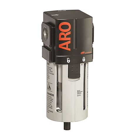 ARO 2000 Series Compressed Air Filter, 3/8 in. NPT, Manual Drain, Metal Bowl with Sight Glass, 5 Microns, F35331-400