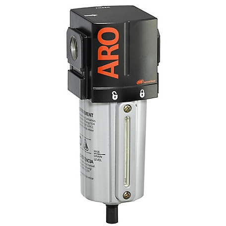 ARO 2000 Series Compressed Air Filter, 3/8 in. NPT, Manual Drain, Metal Bowl with Sight Glass, 5 Microns, F35331-410