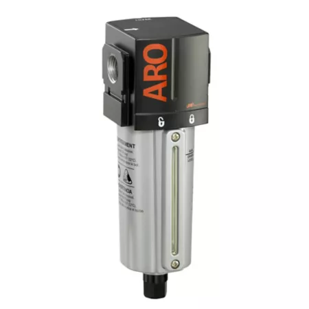 ARO 2000 Series Compressed Air Filter 3/8 in NPT Auto Drain Metal Bowl with Sight Glass 5 Micron F35331-411 Filters Regulators & Lubricators