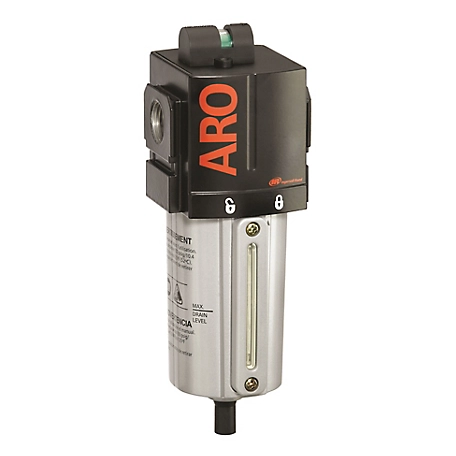ARO 2000 Series Coalescing Compressed Air Filter, 1/2 in. NPT, Manual Drain, Metal Bowl, Sight Glass, 5 Microns, F35342-410