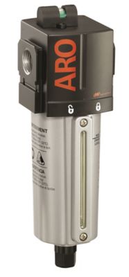 ARO 2000 Series Compressed Air Filter, 1/2 in: NPT, Auto Drain, Metal Bowl with Sight Glass, 5 Microns, F35342-411