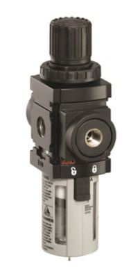 Image showing  1/8 in. NPT 1000 Series Air Compressor Filter and Regulator, Piggyback, Manual Drain, Polycarbonate Bowl