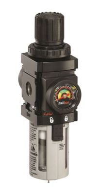 Image showing  1000 Series Piggyback Air Compressor Filter/Regulator with Gauge, 1/8 in. NPT, Poly Bowl