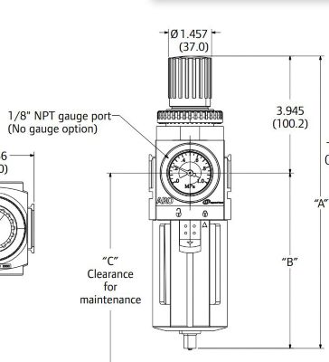 ARO 3/8 in. NPT 2000 Series Combination Air Compressor Filter and Regulator, Piggyback, Auto Drain