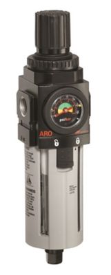 ARO 2000 Series Piggyback Air Compressor Filter/Regulator with Gauge, 3/8 in. NPT, Poly Bowl