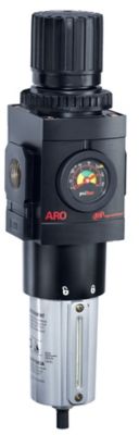 ARO 3000 Series Piggyback Air Compressor Filter/Regulator with Gauge, 1 in. NPT, Metal Bowl, P39464-610