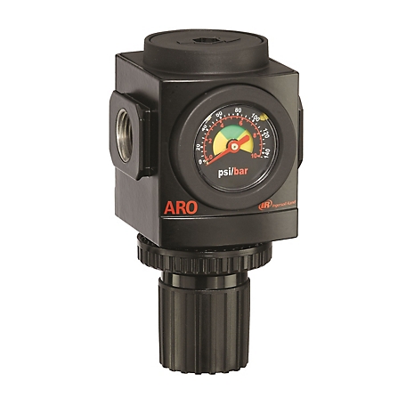 ARO 1/4 in. NPT 1500 Series Relieving Air Regulator with Flush-Mount Gauge, Standard Knob Control, 0 to 140 PSI