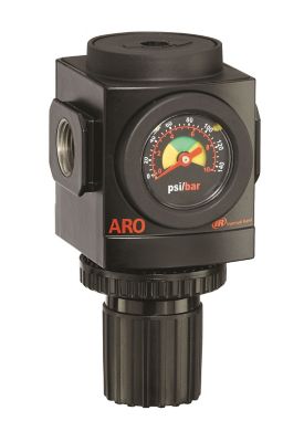 ARO 1500 Series Air Line Compressor Regulator with Gauge, 1/4 in. NPT, 0-140 PSIG, Knob