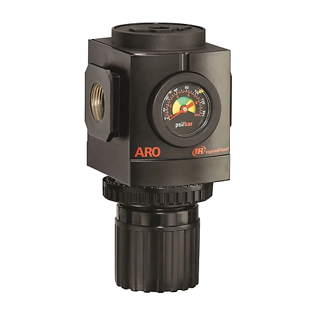 ARO 3000 Series Air Line Compressor Regulator with Gauge, 1 in. NPT, 0-140 PSIG, Knob