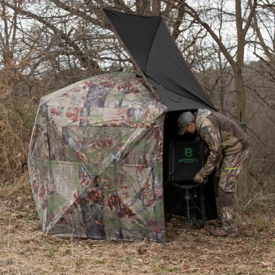 Image showing  4-Person Feather Five Hub Hunting Blind, Bloodtrail Backwoods Camo