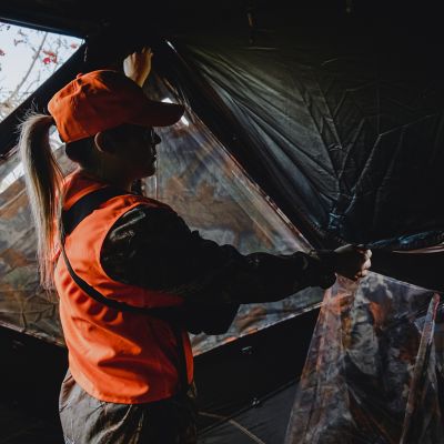 Image showing 3 th Barronett Blinds 3-Person Prowler 350 Portable Hunting Blind, Pop-Up Hub Blind, Bloodtrail Woodland