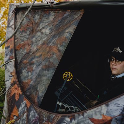 Image showing 8 th Barronett Blinds 3-Person Prowler 350 Portable Hunting Blind, Pop-Up Hub Blind, Bloodtrail Woodland