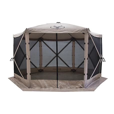 Gazelle G6 6-Sided Portable Gazebo, Easy Pop-Up Hub Screen Tent, 8-Person & Table, Desert Sand, GG601DS
