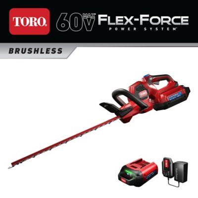 Toro 24 in. 60V Max Lithium-Ion Cordless Hedge Trimmer, 2.0Ah Battery and Charger Included