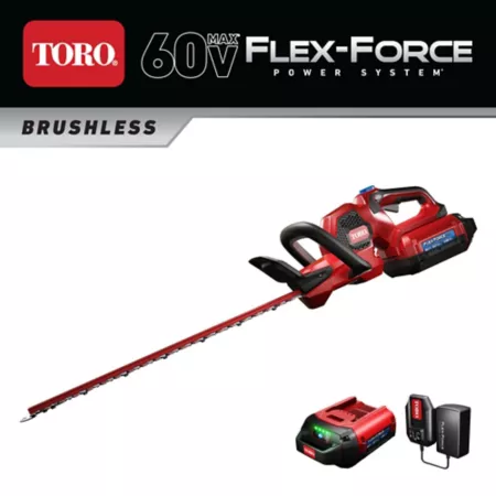 Toro 24" Cordless Hedge Trimmer 60V Max Lithium-Ion 2.0 Ah Battery and Charger Included Hedge Trimmers