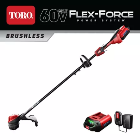 Toro 13 in 60V Lithium-Ion Max Brushless String Trimmer 2.0 Ah Battery and Charger Included String Trimmers