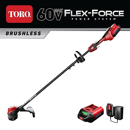 Toro 13 in. Cordless 60V Max Lithium-Ion Brushless String Trimmer, 2.0Ah Battery and Charger Included