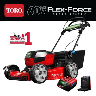Toro 22 in. 60V Max* Recycler with Personal Pace & SmartStow Self-Propelled Lawn Mower, 6Ah Battery and Charger Included Electric self propelled Lawn Mower