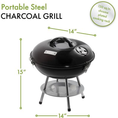 Image showing  14 in. Portable Charcoal Grill in Black