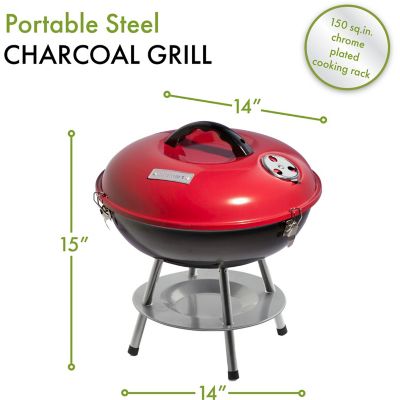 Image showing  Portable Charcoal Kettle Grill, 1 sq. ft., Red/Black