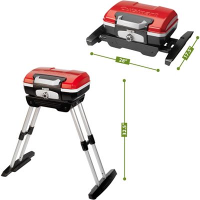 Red Cuisinart CGG-180 Petit Gourmet Portable Gas Grill with VersaStand 
