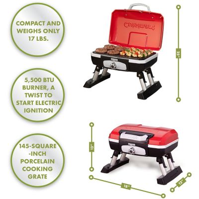Image showing  1-Burner Petit Gourmet Propane Gas Portable Tabletop Outdoor Grill, 5,500 BTUs, 145 sq. in., Red/Black