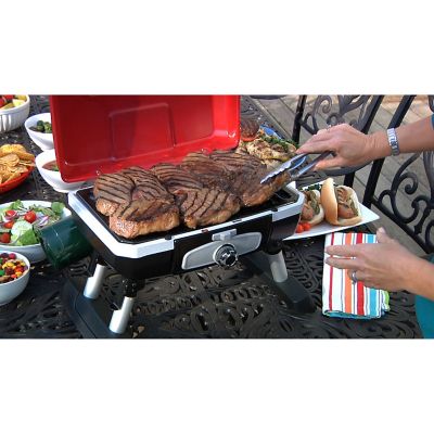 Image showing 5 th Cuisinart 1-Burner Petit Gourmet Propane Gas Portable Tabletop Outdoor Grill, 5,500 BTUs, 145 sq. in., Red/Black