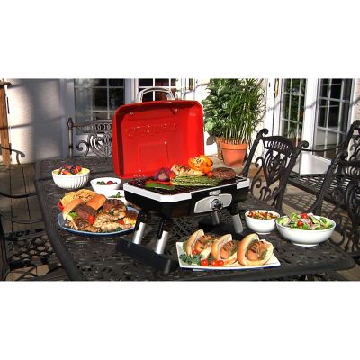 Image showing 7 th Cuisinart 1-Burner Petit Gourmet Propane Gas Portable Tabletop Outdoor Grill, 5,500 BTUs, 145 sq. in., Red/Black