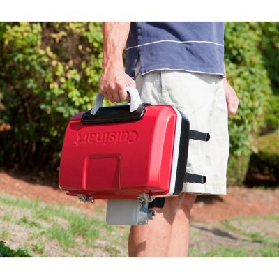 Image showing 9 th Cuisinart 1-Burner Petit Gourmet Propane Gas Portable Tabletop Outdoor Grill, 5,500 BTUs, 145 sq. in., Red/Black