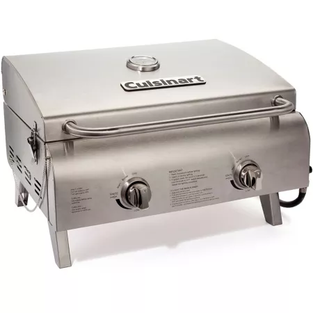 Cuisinart 2-Burner Chef-Style Gas Tabletop Grill 20 000 BTU Stainless Steel Portable Grills