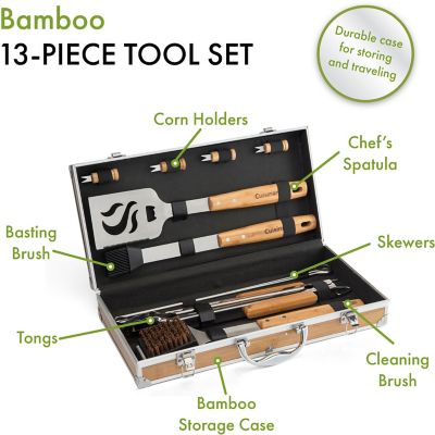 Image showing 7 th Cuisinart Bamboo BBQ Tool Set, 13 pc.