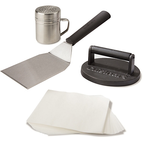 Cuisinart Smashed Burger Kit with Cast Iron Burger Press, Patty Papers, Shaker, and Turner