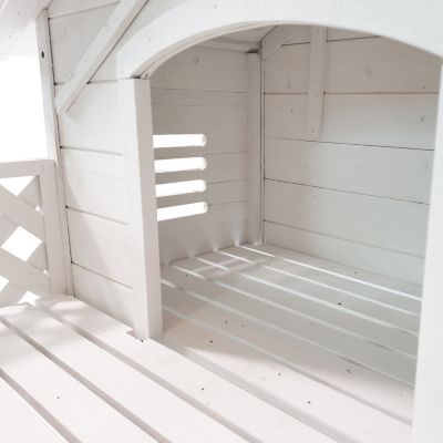 Image showing 6 th Critter Sitters Tall Raised Outdoor Wooden Pet House with Porch, White
