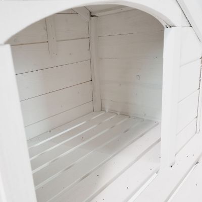 Image showing 8 th Critter Sitters Tall Raised Outdoor Wooden Pet House with Porch, White