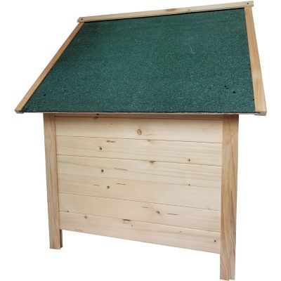 Image showing  Tall Raised Log Cabin-Style Outdoor Wooden Pet House, Natural, 41 in.