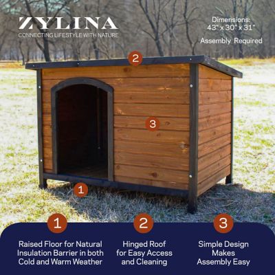 Image showing  Large Cabin-Style Indoor/Outdoor Wooden Dog House