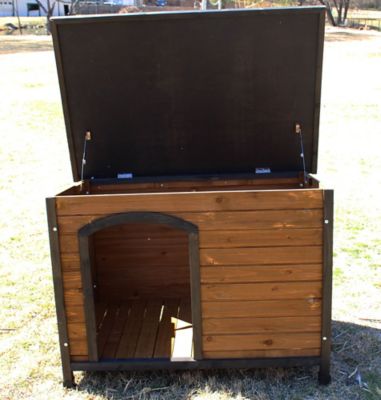Image showing  Large Cabin-Style Indoor/Outdoor Wooden Dog House